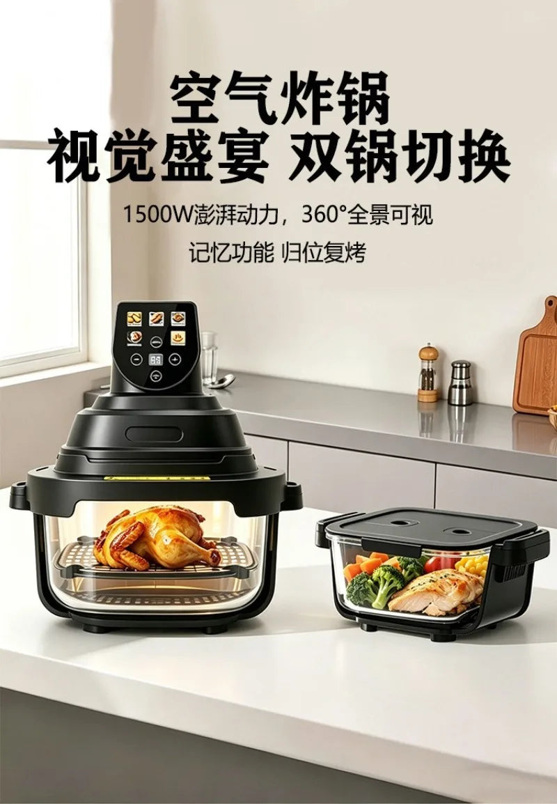 Color Screen Smart Air Fryer Air Fryer Glass Visual Fries Machine Electric Oven