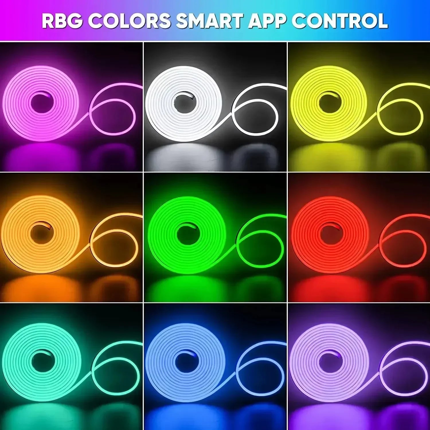 DC24V RGB LED Neon Rope Lights App Remote Control Waterproof Neon Light Strip Flexible Led Strip Lights for Indoor Outdoor Decor