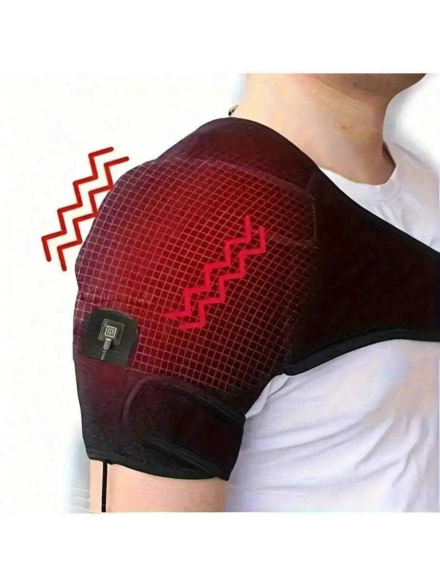Electric Heating Shoulder Massager - Rechargeable Deep Tissue Back Brace Body Shaping Massage Equipment black Tidesmit