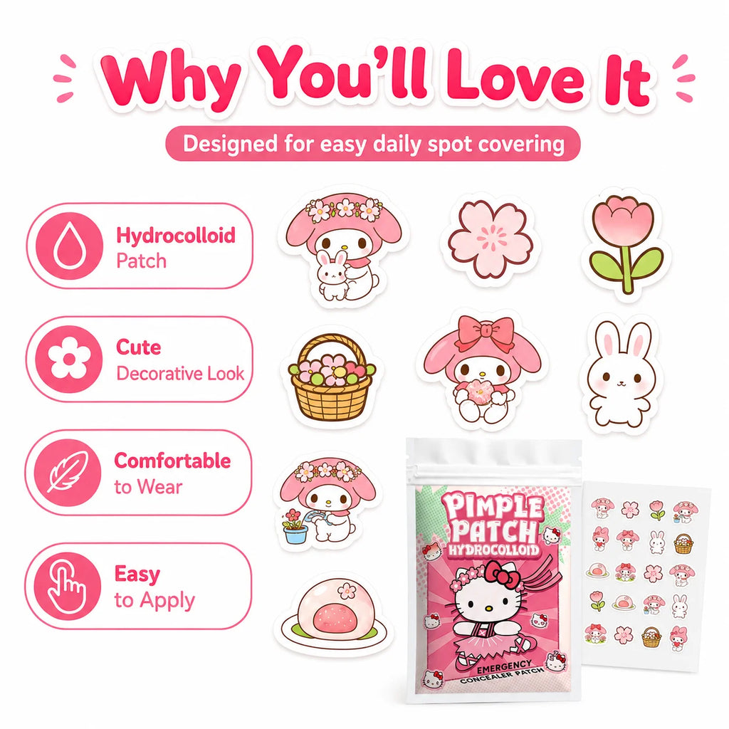 Cute Hello Kitty Acne Patch Hydrocolloid Pimple Stickers Waterproof Invisible for Girls Women