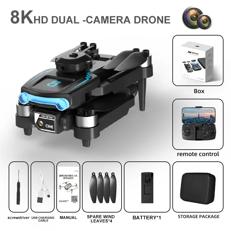 8K HD Camera Drone | Foldable Obstacle Avoidance Quadcopter 8K Dual camera 1B Tidesmit