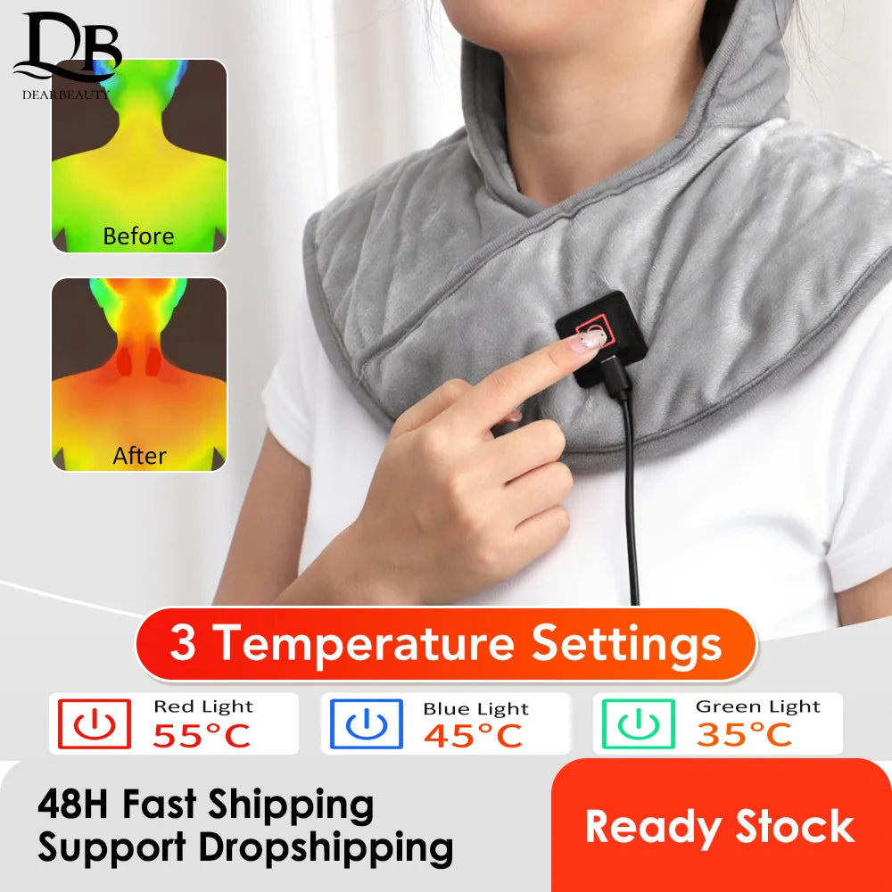Electric Heating Neck Shoulder Massager - USB Rechargeable Cervical Pad Fascia Gun Tidesmit