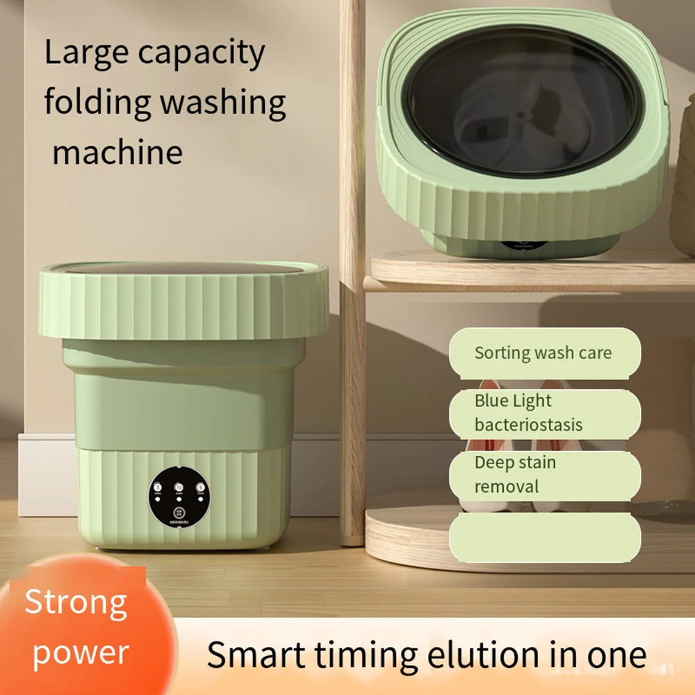 Tidesmit portable ultrasonic folding washing machine showing 11L capacity bucket with spin dryer for travel laundry
