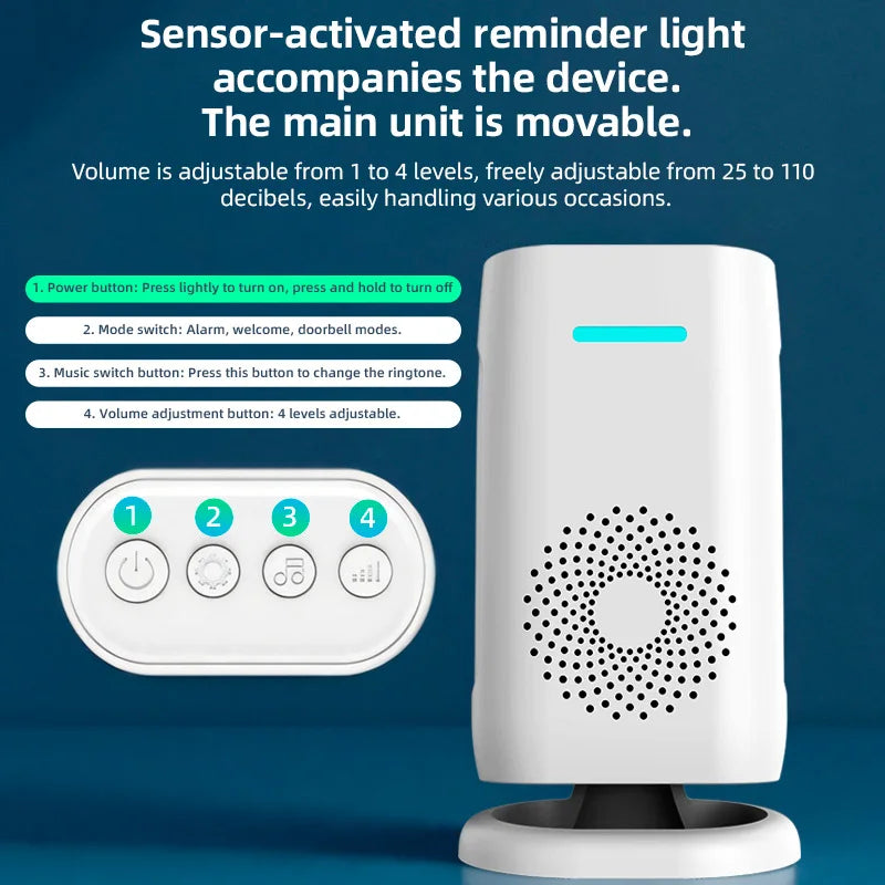 KERUI Split Welcome Chime Bell Intelligent Wireless Doorbell PIR Sensor Alarm Multiple Ringtones 433mhz Alarm Detector for Home