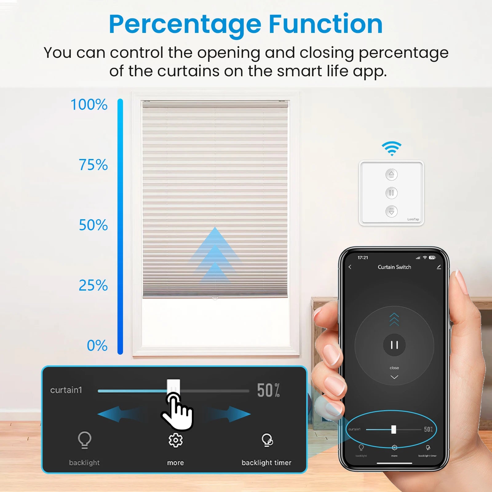 Smart Curtain Switch for Tuya Blinds with Precise Percentage Control Tidesmit