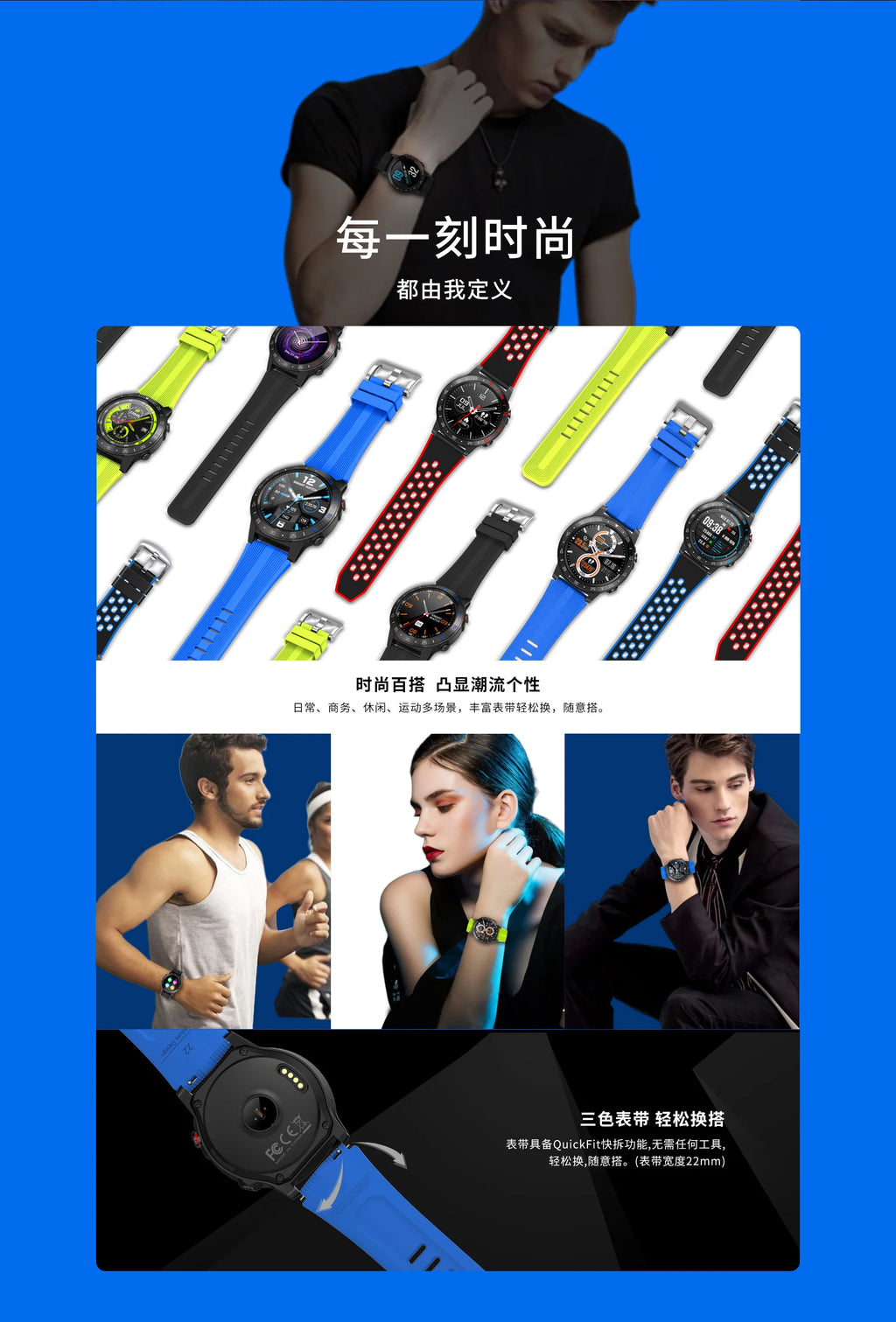 YLL-Sleep Monitor Universal Wear Os Full Touch Android Wifi Gps Sport M5 Smart Watch With Heart Rate Monitor Leather Band