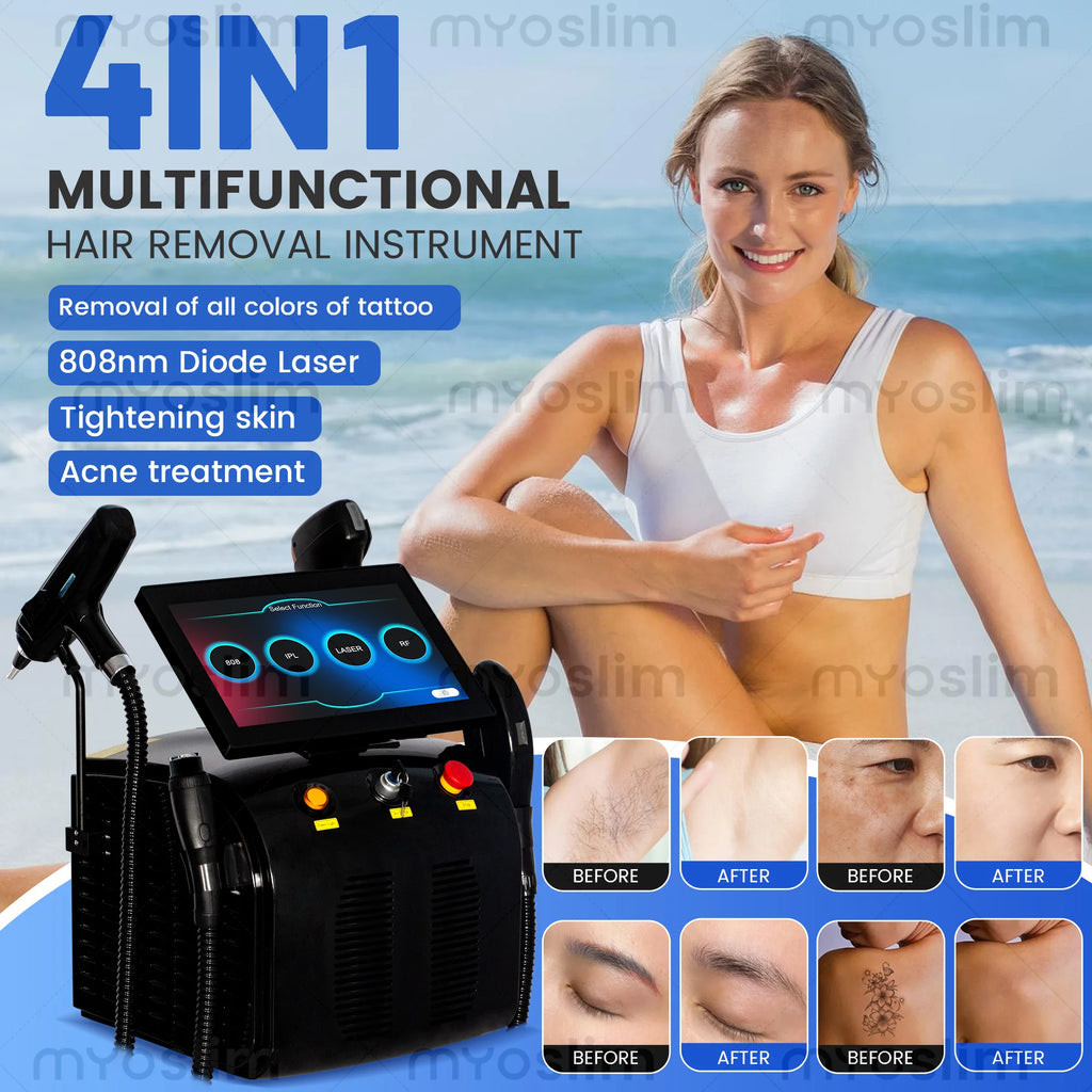 Tidesmit 4-in-1 Ice Platinum Laser Hair Removal Machine with 755 808 940 1064nm wavelengths for painless treatment