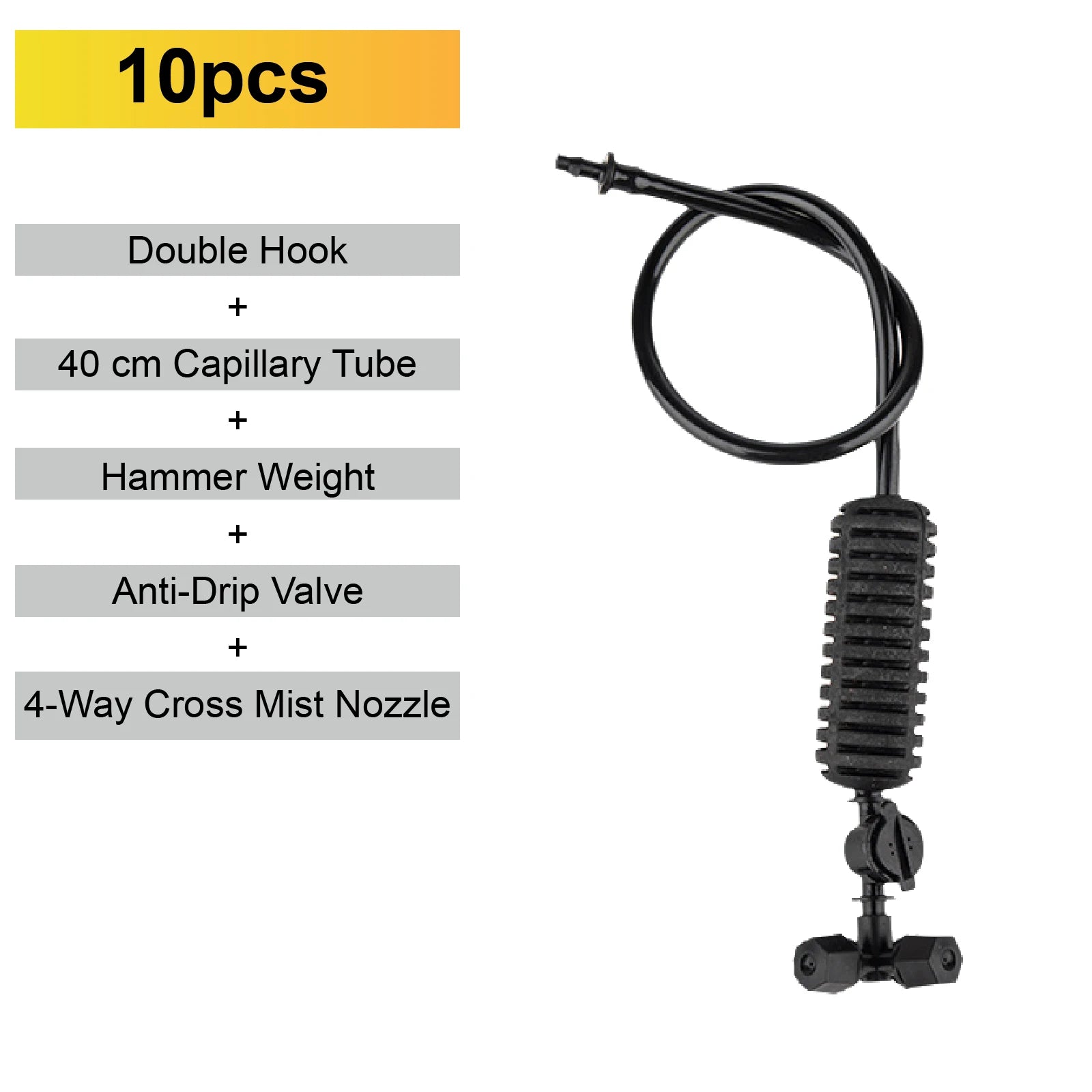 Inverted micro sprinkler nozzle set with 4-way cross mist nozzle and gray outlet ends