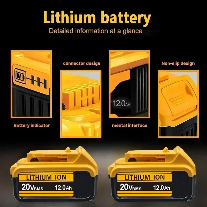 For DeWalt 18v 20V Lithium Ion Batteries 20V 12Ah DCB203 Li ion Battery Replacement DCB206 DCB205 DCB204 DCB200Power Tools