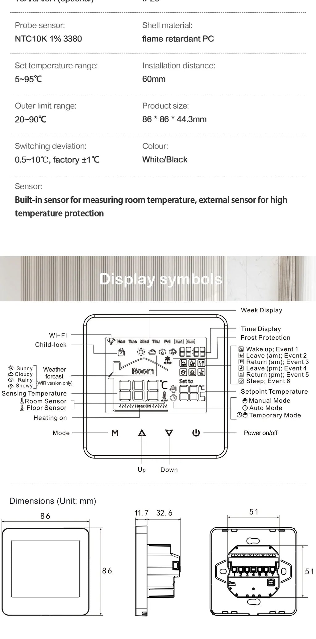 Tuya Smart Home Thermostat Water Electric Warm Floor Heating Gas Boiler WiFi Temperature Remote Controller with Google Alexa