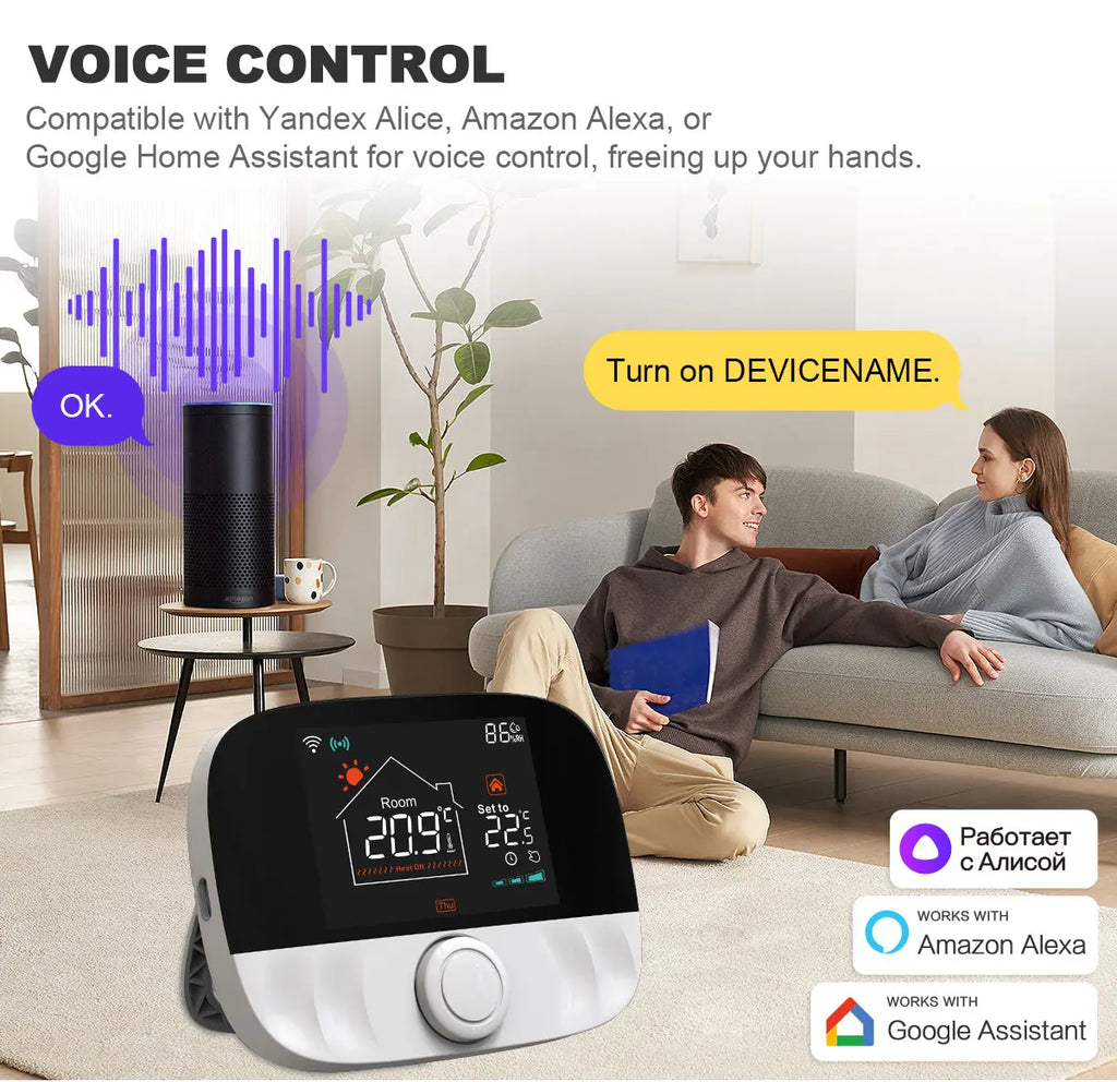 Tuya WiFi Smart Thermostat Water Gas Boiler RF433 Wireless Temperature Controller Socket Receiver Voice Alexa Google Home Alice
