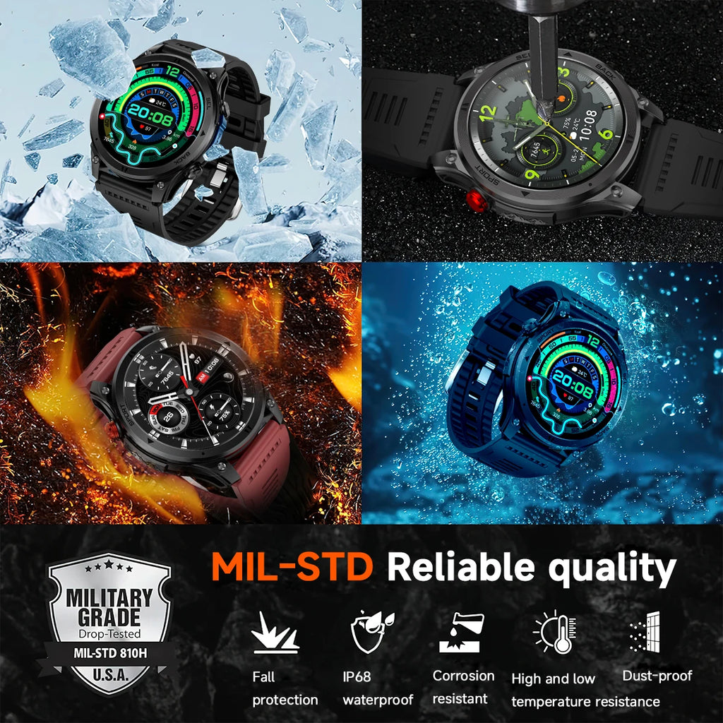 LIGE New Global Hiking Smart Watch 1.46''HD Screen 530mAh Battery GPS Path Track Outdoor Sport Fitness Waterproof Smartwatch Men
