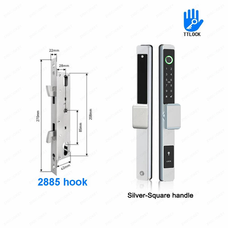 ZHDCOOKEY Biometric Digital Door Lock  Waterproof TTLock APP BLE Fingerprint RFID Card Password Aluminum Sliding Door Smart Lock