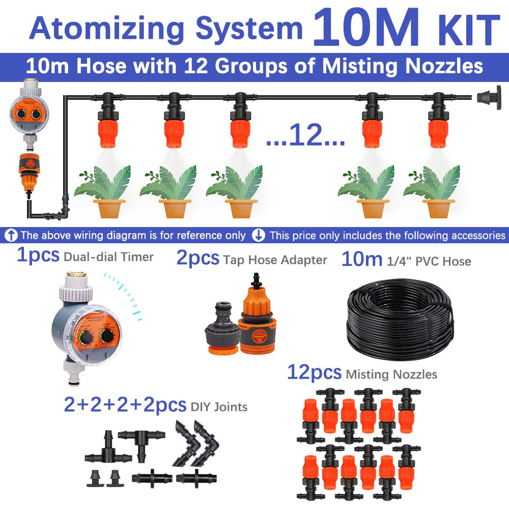 30-5M 60W Self-priming Pump with Timer Misting Cooling System Adjustable 0-25L/H Atomization Sprayer Garden Irrigation Watering