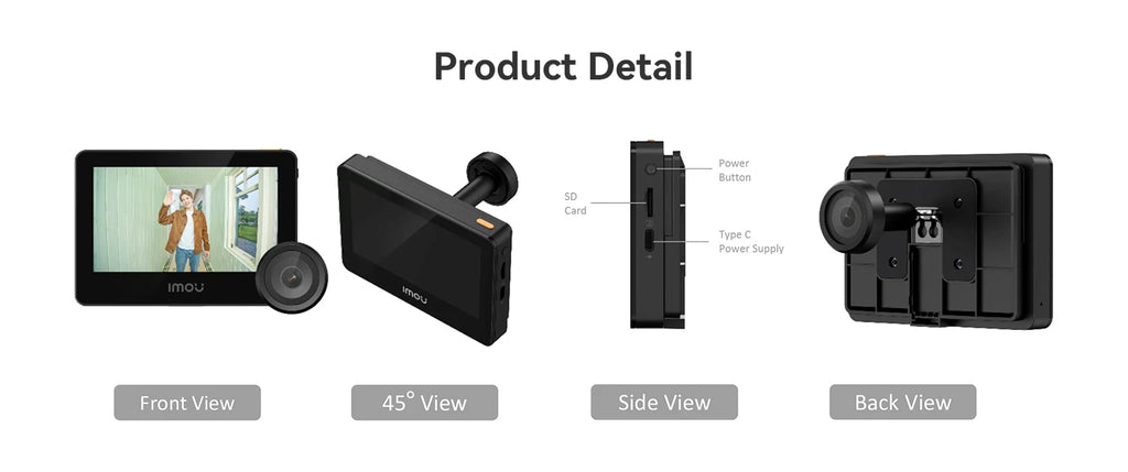 IMOU Smart Cat Eye 4.3'' Color Monitor, 5MP Wireless Video Camera,  2.4/5GHz Wi-Fi Intercom Doorbell