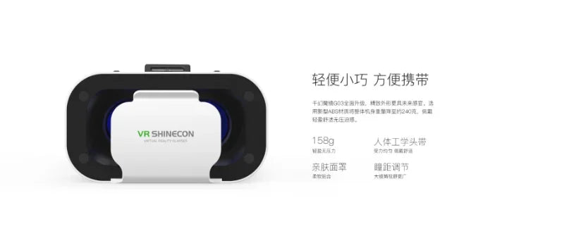 VR Headset for Smartphones - Adjustable Virtual Reality Glasses White Tidesmit