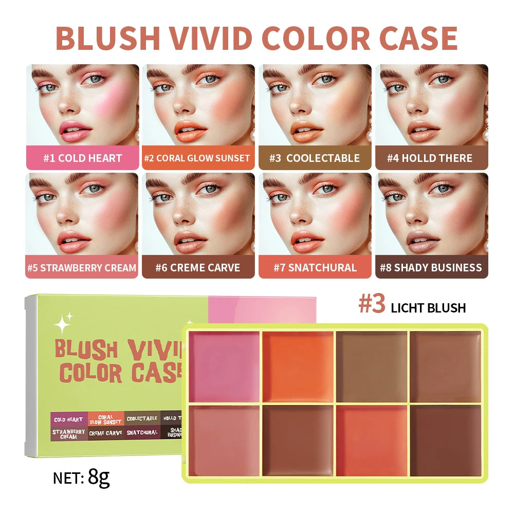 Tidesmit 8 color eyebrow cream highlighter palette with matte and shimmer finishes for long-lasting natural makeup