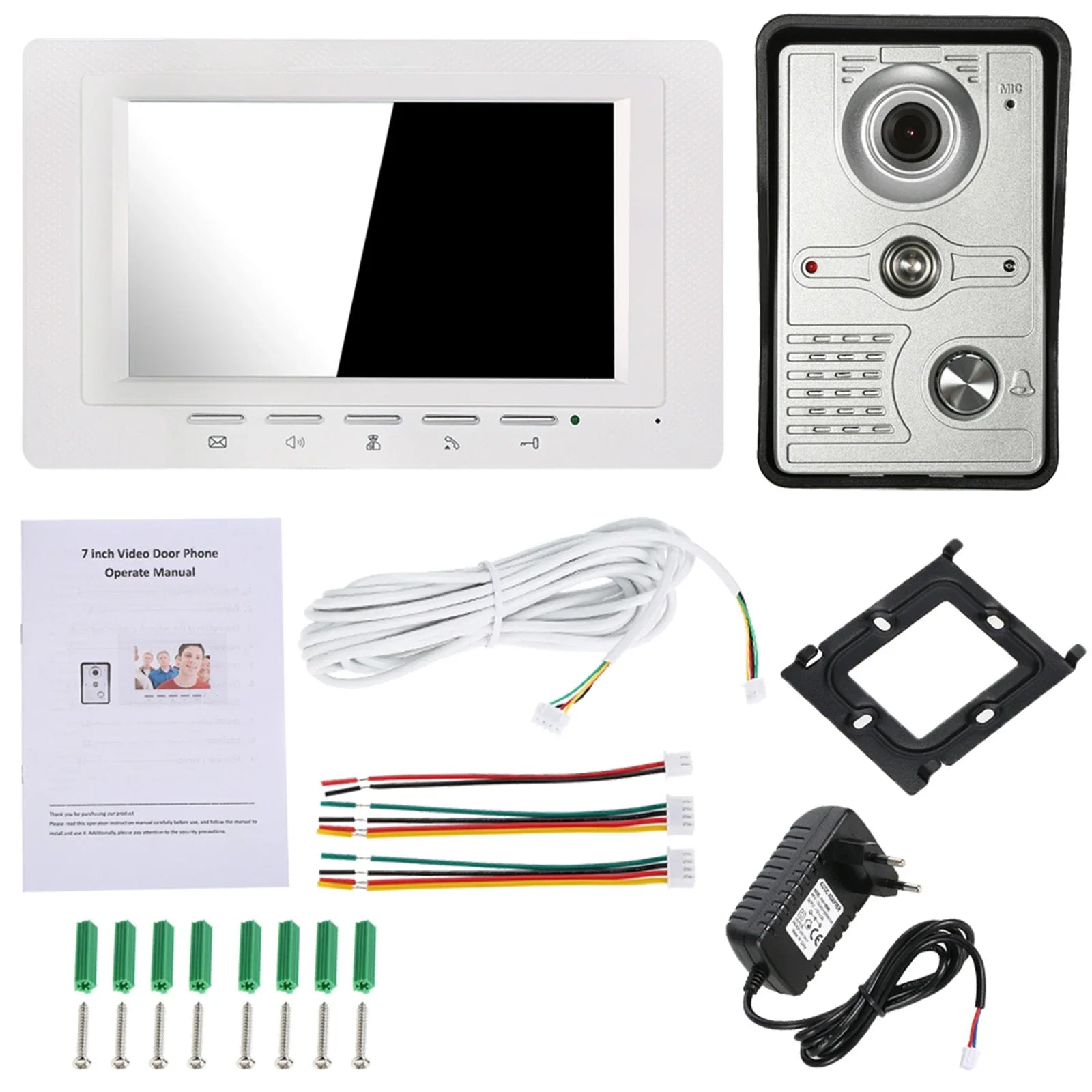 IR-CUT Outdoor Camera 7 inch Wired Video Doorbell Indoor Monitor Visual Intercom Two-way Audio Remote Unlock Video Door Phone