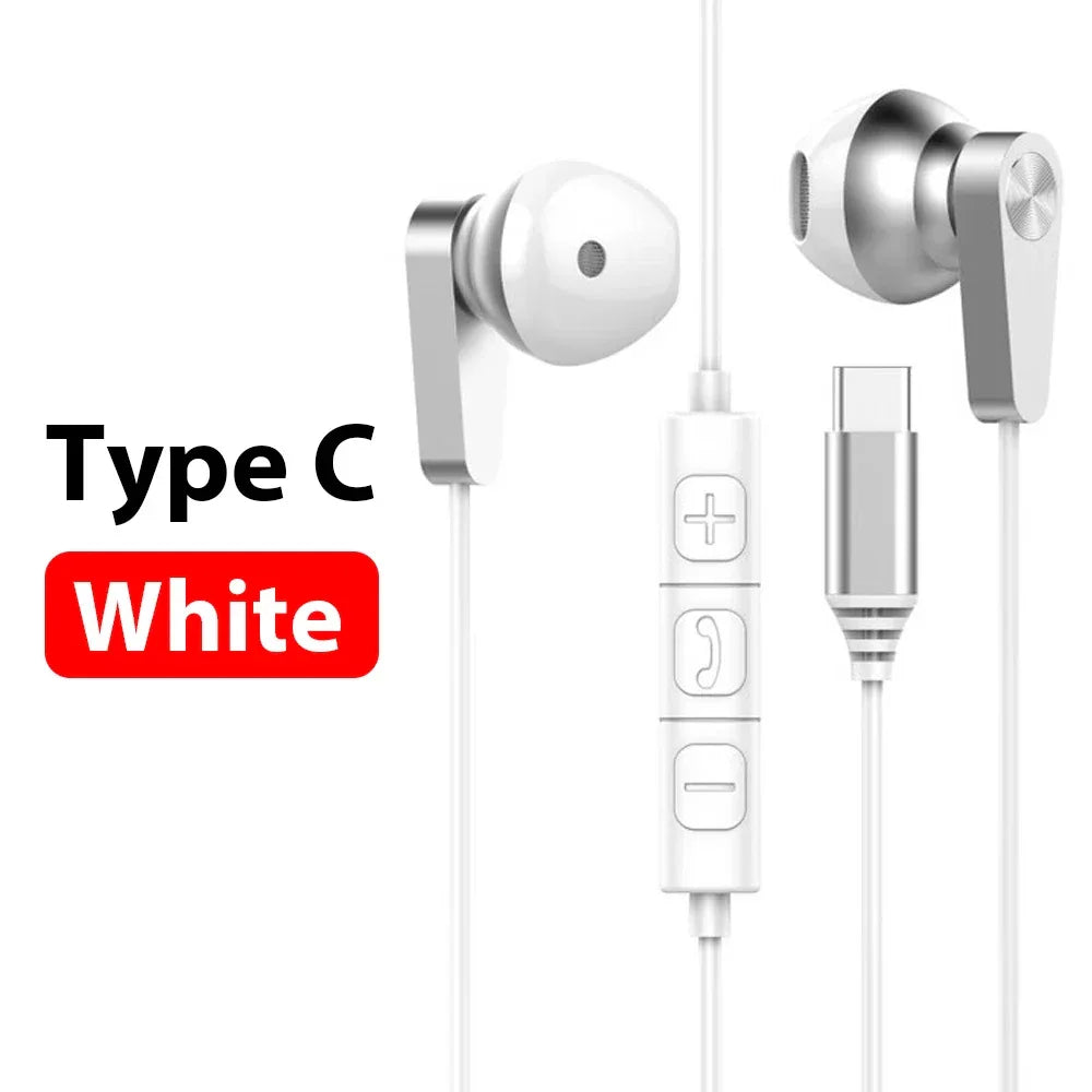 Wired USB-C Earbuds with Mic Noise Isolating HiFi Audio Tidesmit Type C White Tidesmit