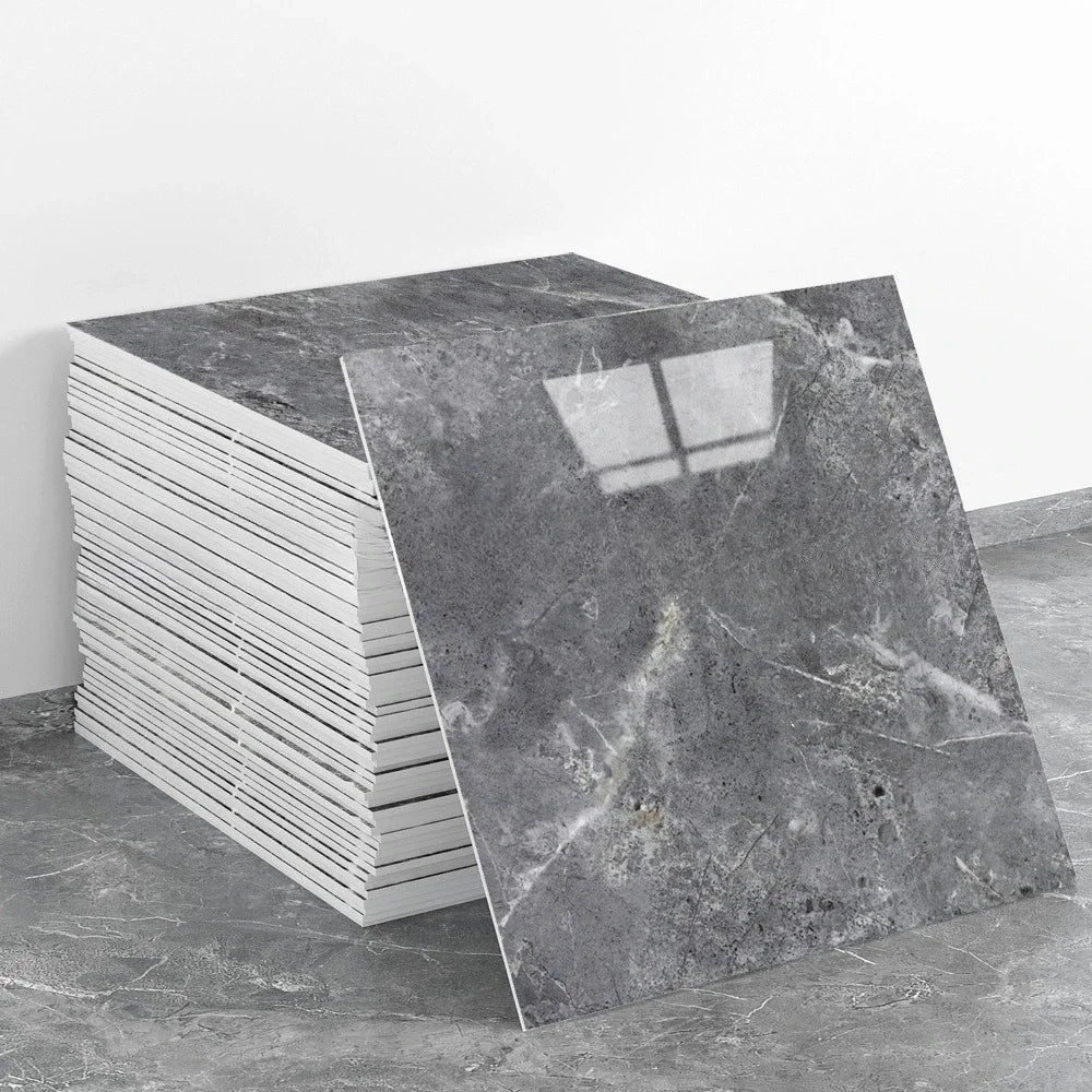 Dark grey marble 3D tile wall sticker sheets, self-adhesive waterproof set of pieces