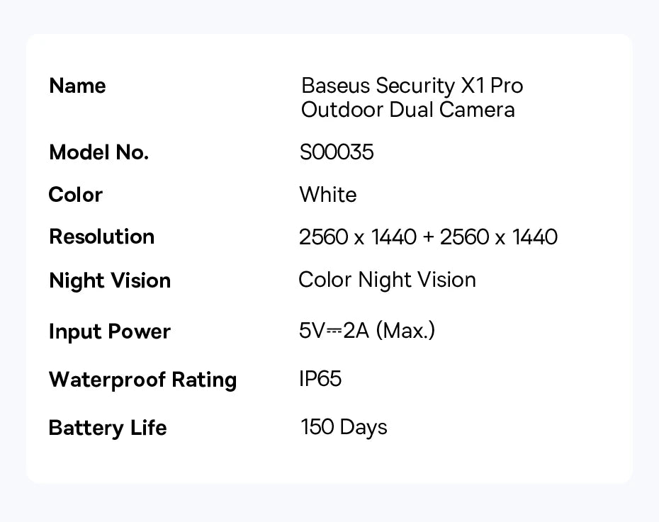 Baseus Security X1 Pro Outdoor Dual Camera Wireless 3K Camera Solar Panel Face Recognition Smart AI Tracking Security Camera