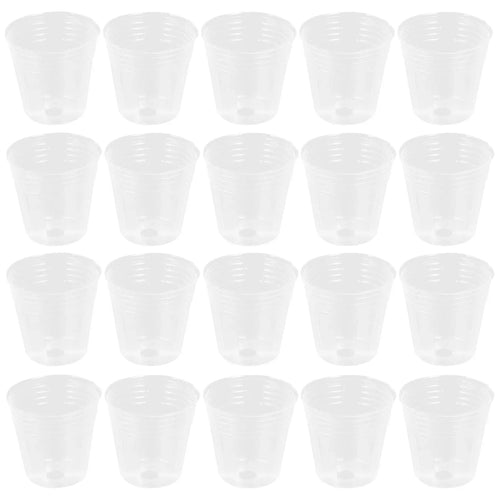 Set of clear plastic starter cups for plants, transparent nursery pots with drainage holes
