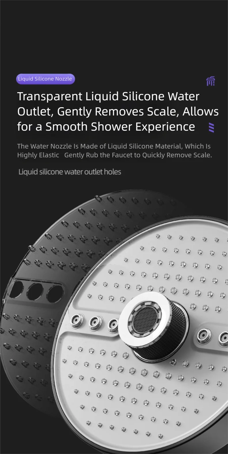 Adjustable Rainfall Shower Head 5 Modes Big Panel High-pressure Large Flow Top Spray 175mm Ceiling Mounted Supercharge Shower