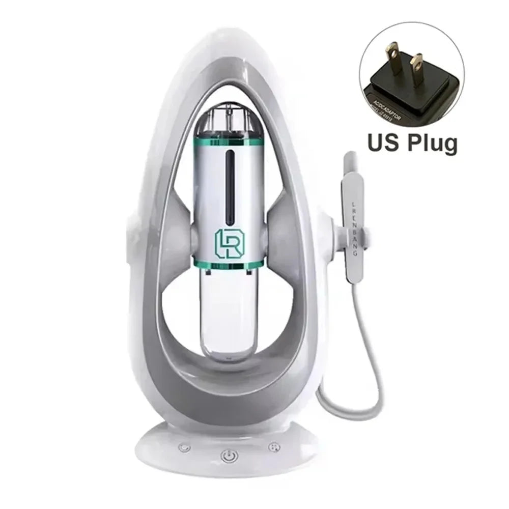 Gray and white facial hydra device with US plug power cord and suction tool
