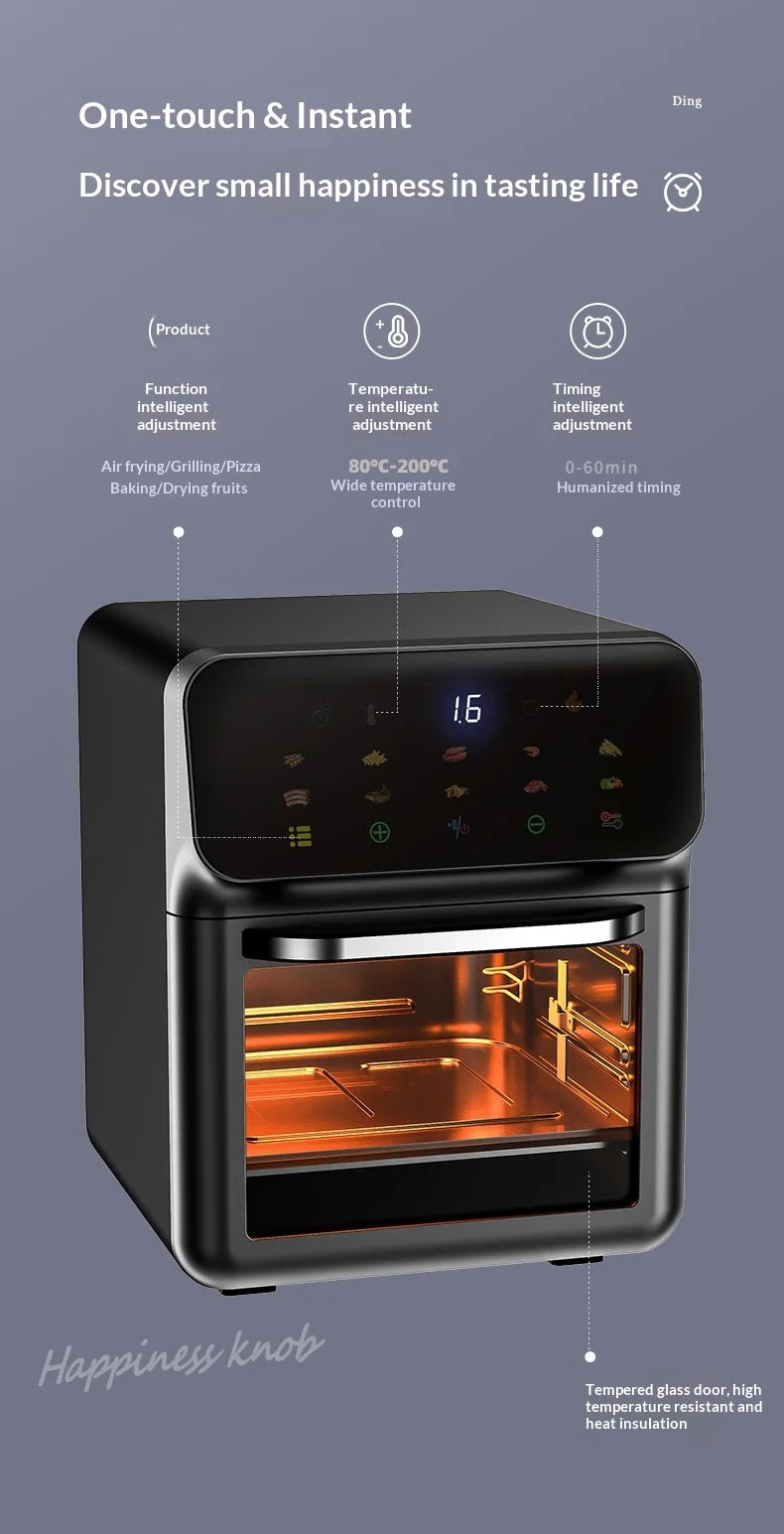 Commercial  Digital  High-quality Smart Electric Square Air Fryer Oven  Touchscreen Display Stainless Steel  for  Household