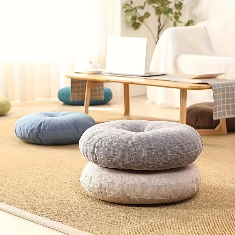 Thick Round Cushion,Soft & Comfortable Full-Filled Meditation Yoga Pillow, Bohemian Zen Home Decor in Vibrant Orange