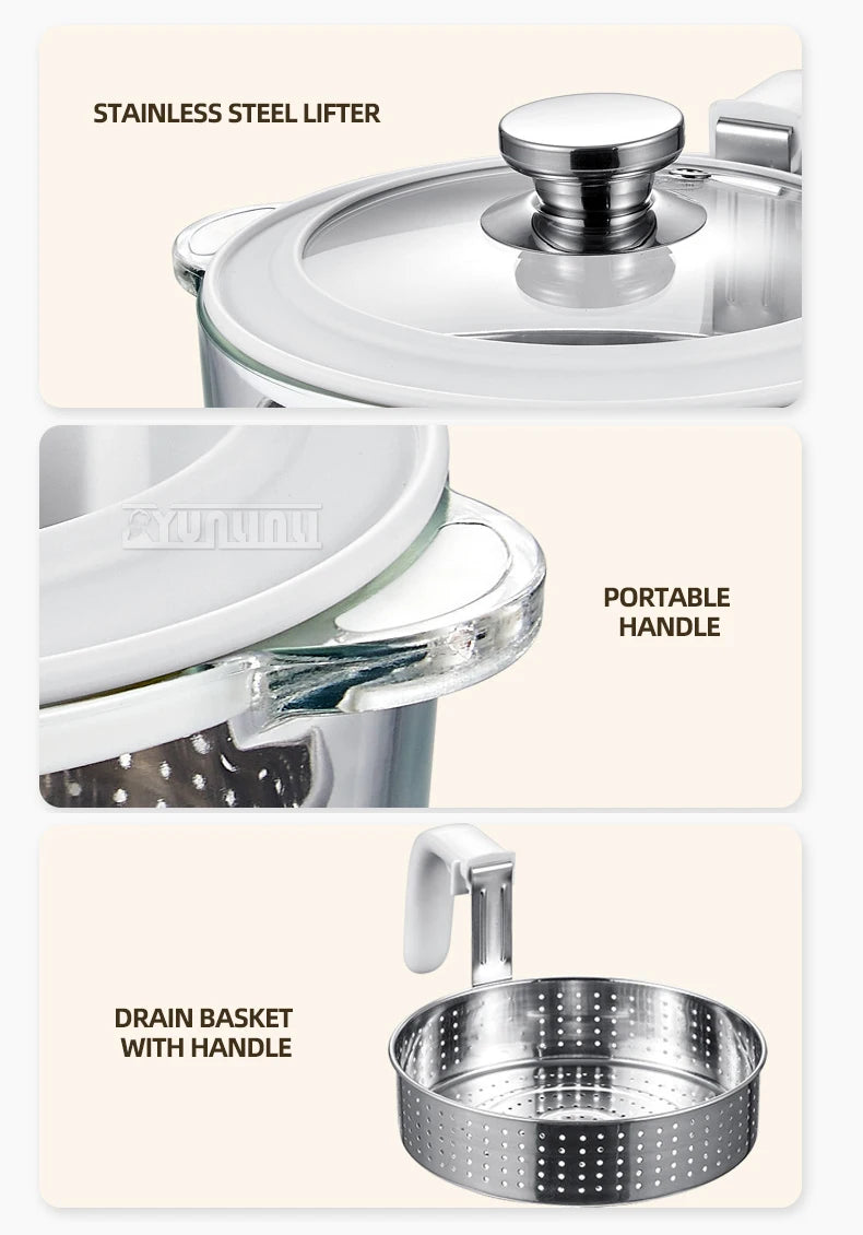 Rice cooker accessories: stainless steel lifter, portable handle, and drain basket