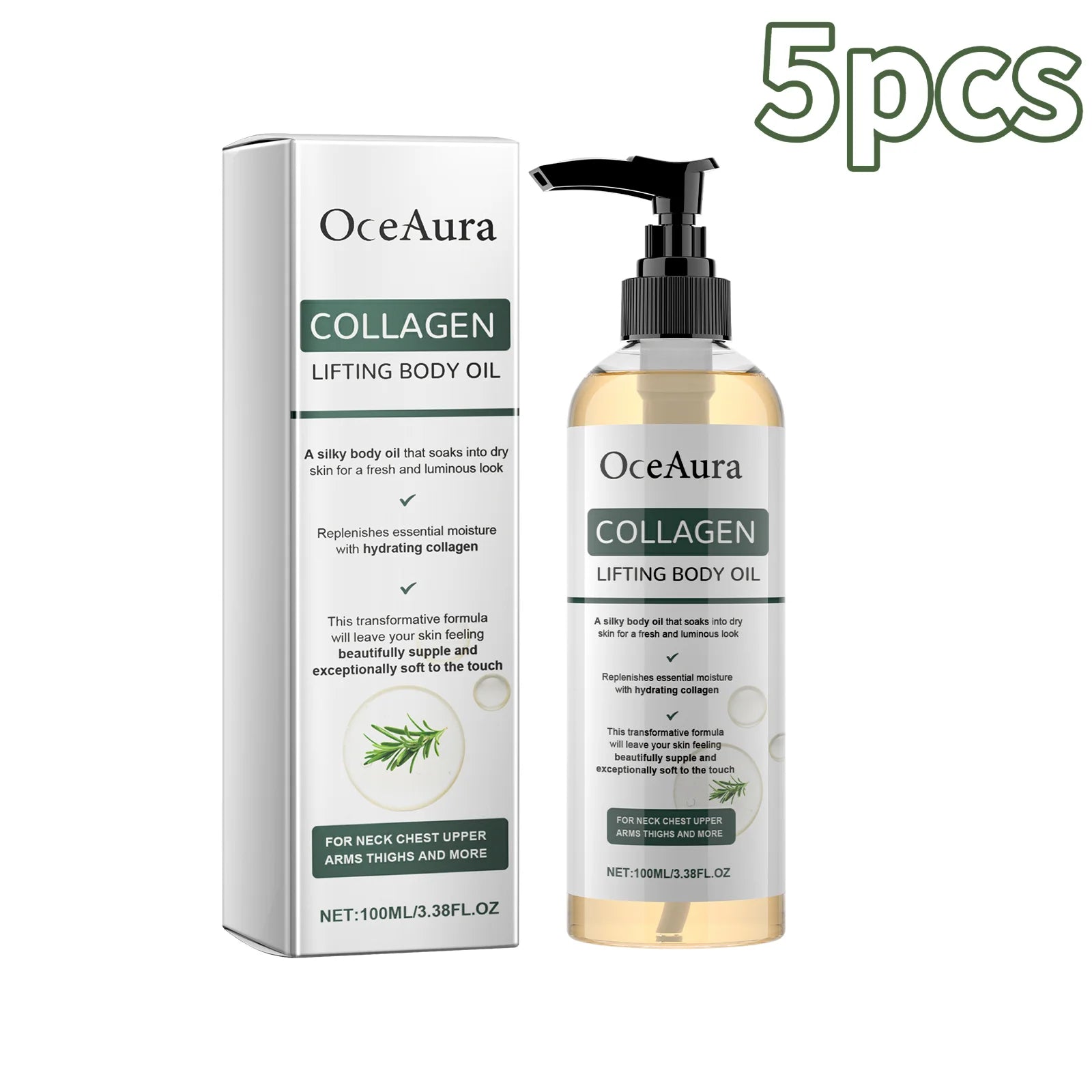 Collagen lifting body oil 5-pack: pump bottle with carton, 100ml