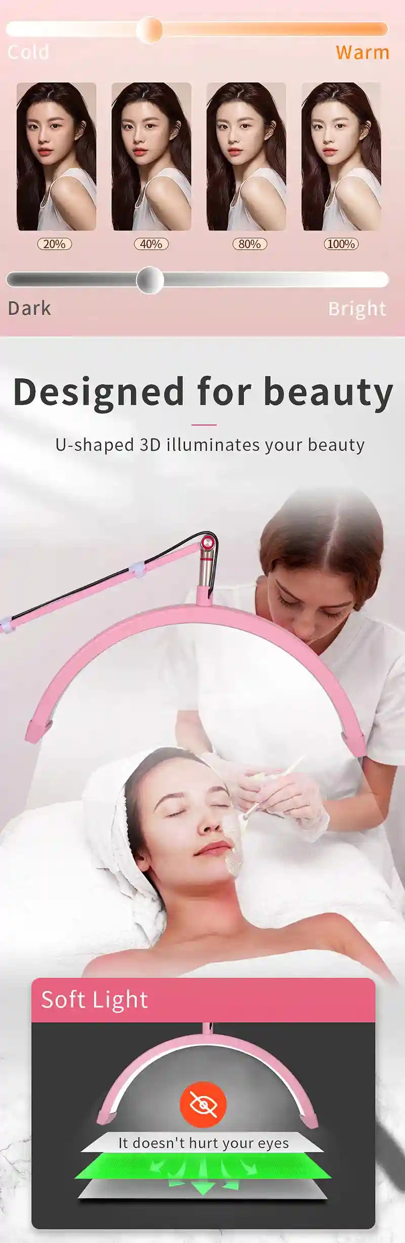 Half-Moon LED Beauty Light - Adjustable Table Lamp for Lash Artists Tidesmit