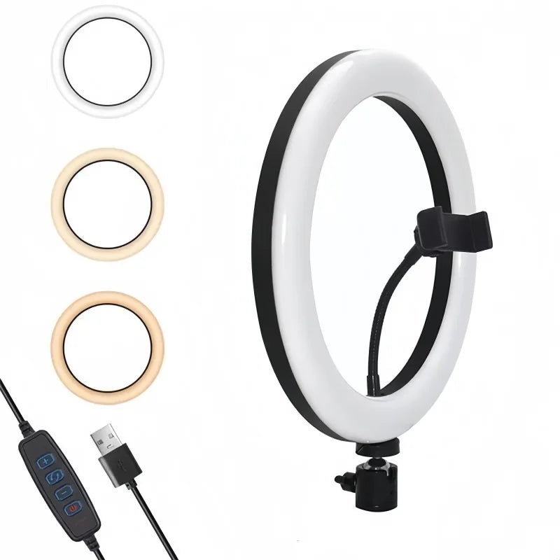 10 Inch LED Ring Light with Phone Holder - Adjustable Studio Lighting Tidesmit