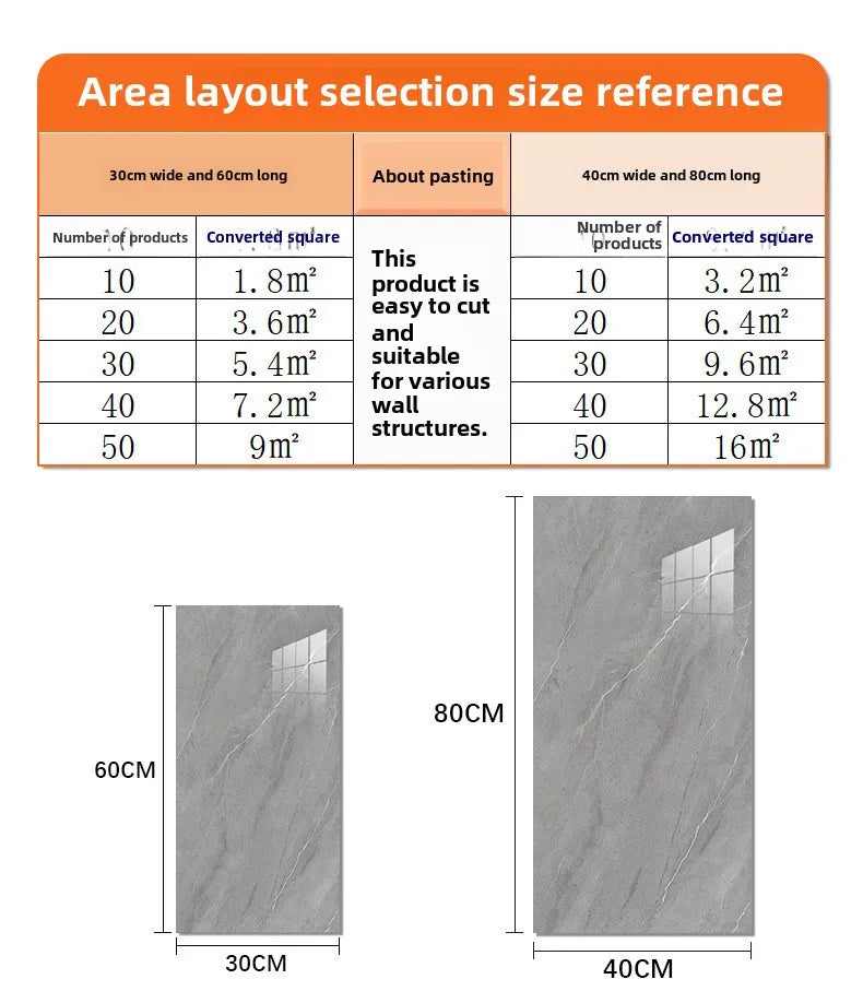 Self adhesive imitation ceramic tile imitation marble sanitary kitchen wall decoration waterproof and moisture-proof stickers