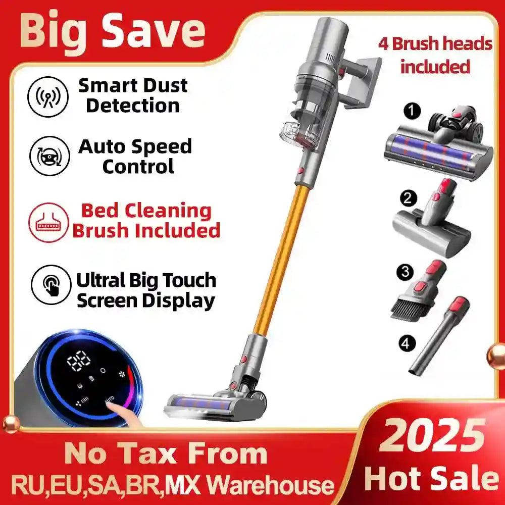 Tidesmit ABIR VC205 cordless handheld vacuum with 27000PA suction, touch screen, and smart dust sensor hero view