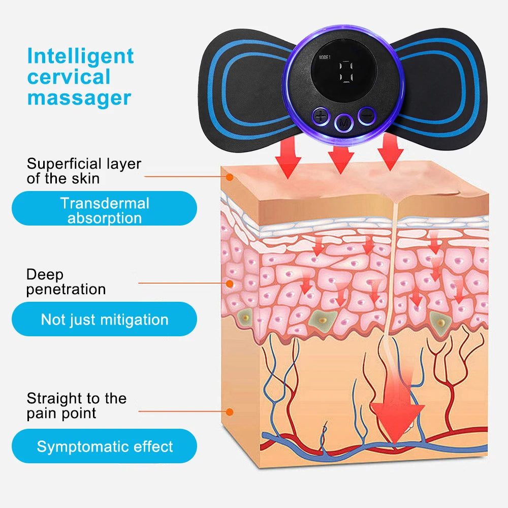 EMS Neck Massager - Portable TENS Pulse Pain Relief Patch for Muscles Body Shaping Massage Equipment Tidesmit