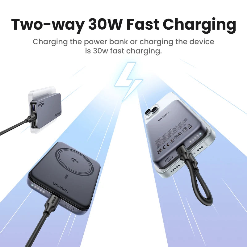 10000mAh Magnetic Power Bank 30W PD Fast Charger for iPhone Tidesmit