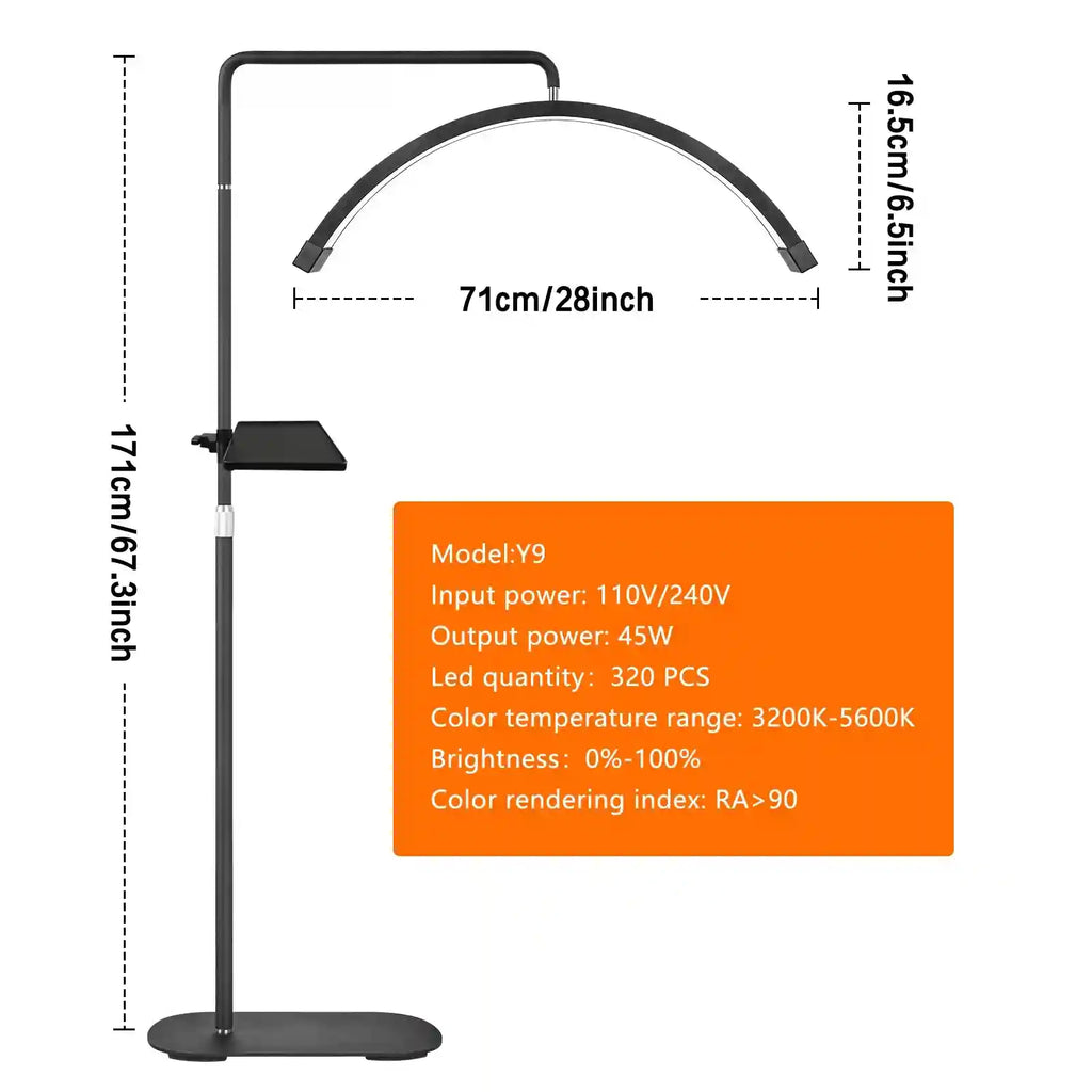 LED Half Moon Lash Light with Floor Stand | Professional Salon Lighting Tidesmit