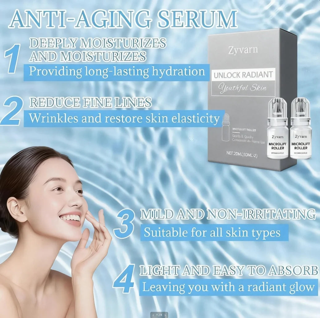 Zyvarn micro infusion serum kit for home facial care with 0.25mm needles to improve skin radiance and reduce wrinkles.