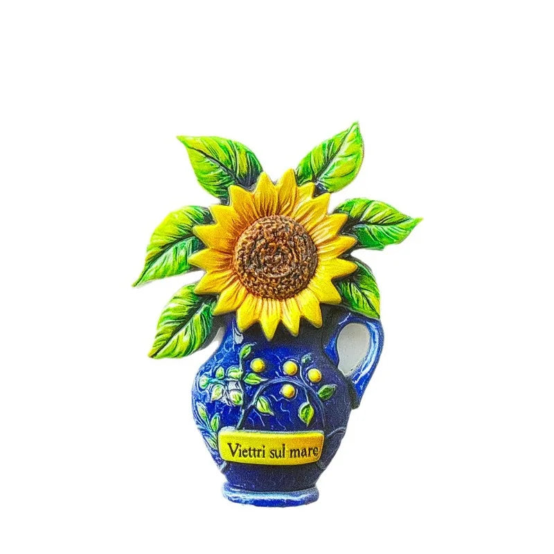 Vietri Sul Mare Fridge Magnet - Artisan 3D Ceramic Vase Souvenir Unique Italian Coastal Gift for Travel Mediterranean Home Decor