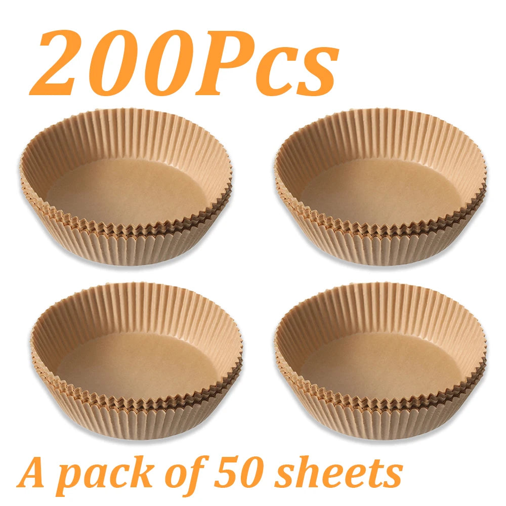 50-500Pcs Disposable Air Fryer Paper Oven Paper Nonstick Air Fryer Baking Paper Round Square Air Fryer Paper Kitchen Accessory