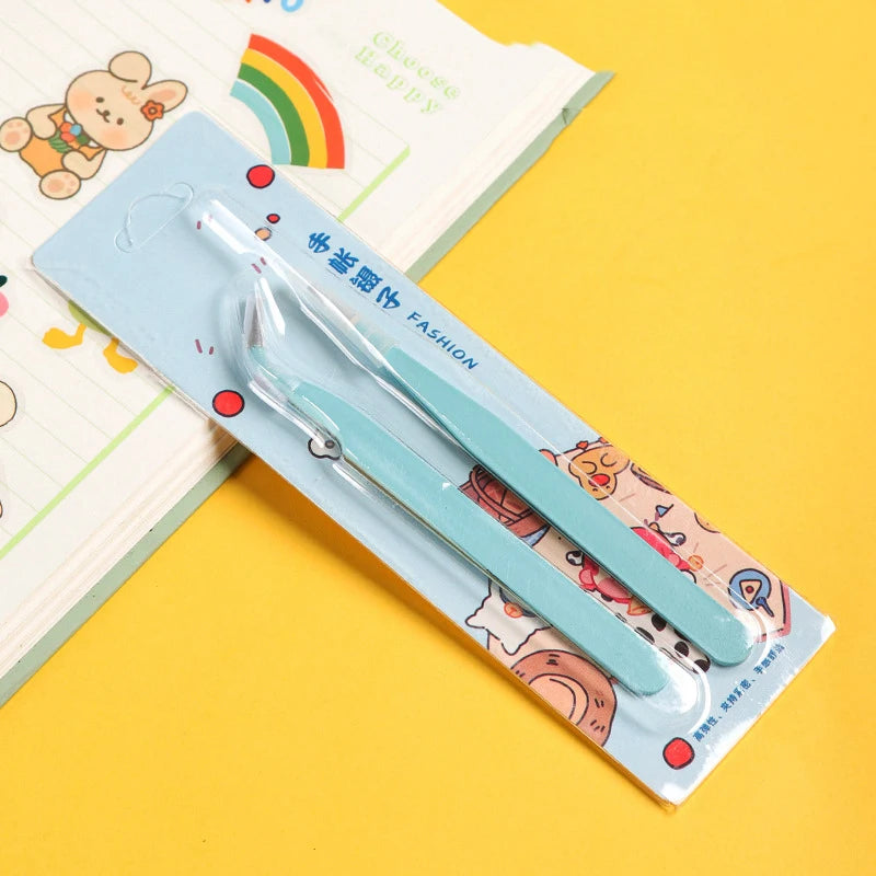 Eyelash Tweezers Set for False Eyelashes - Precision Applicator Tools False Eyelashes Blue Set Tidesmit