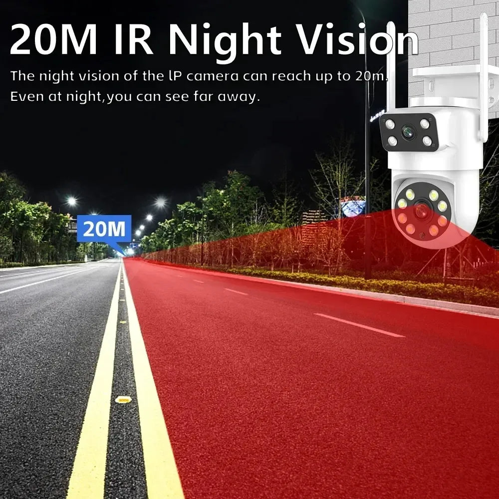 4K 8MP Tuya Dual Lens WIFI Camera PTZ Outdoor Dual Screen Ai Human Auto Tracking Security Camera Surveillance with Alexa Google