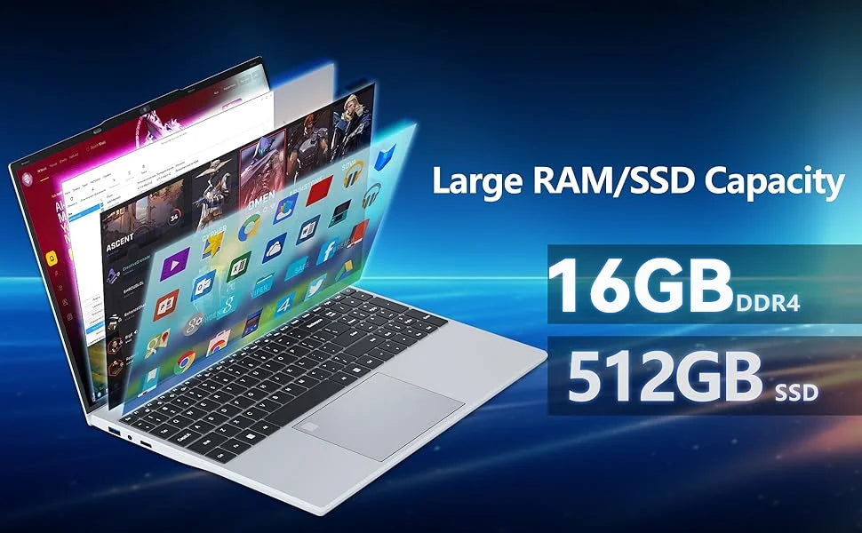 2026 Windows 11 Laptops 15.6 inch Laptop Fingerprint Unlock Intel Core I9-10980HK 16GB RAM 2TB SSD Backlight Gaming Notebook