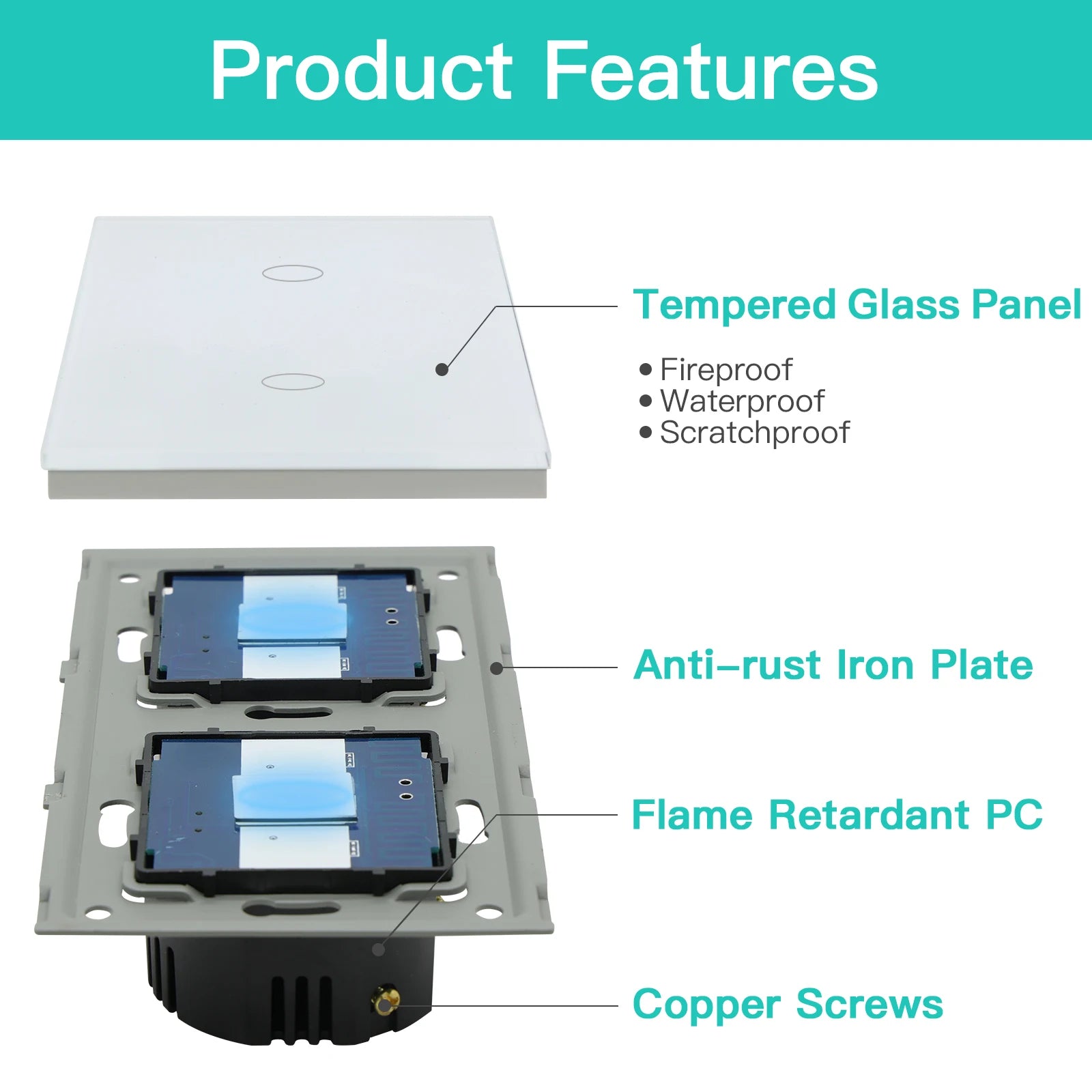 WiFi Smart Light Switch Touch Glass Panel - App-Controlled Automation Tidesmit