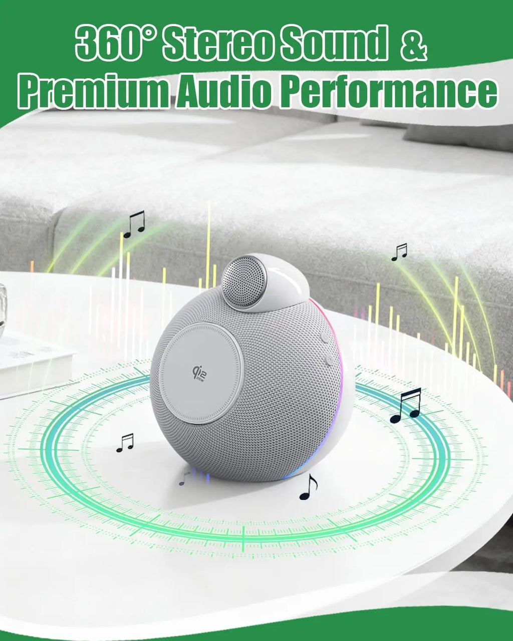 Bluetooth 5.3 Hi-Fi Speakers & Soft Ambient Lights 4-in-1 Qi2.2 25W Magnetic Wireless Charger for iPhone Apple Watch Airpods Pro