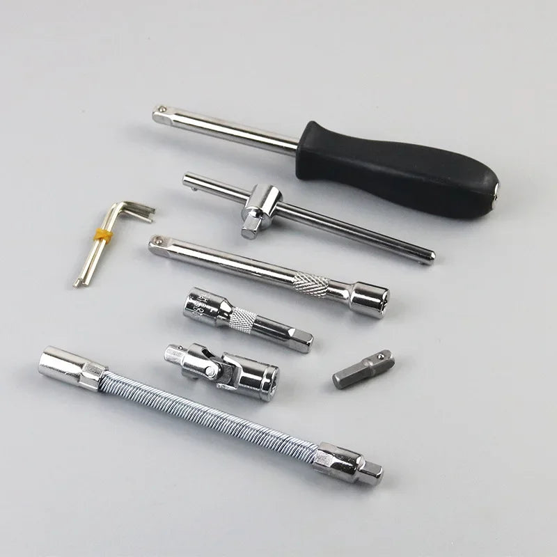 EAFC 46 PCs Automotive Repair Hand Tool Set Mechanic'S Tool Box 1/4"Socket Spanner Ratcheting Screwdriver Ratcheting Screwdriver
