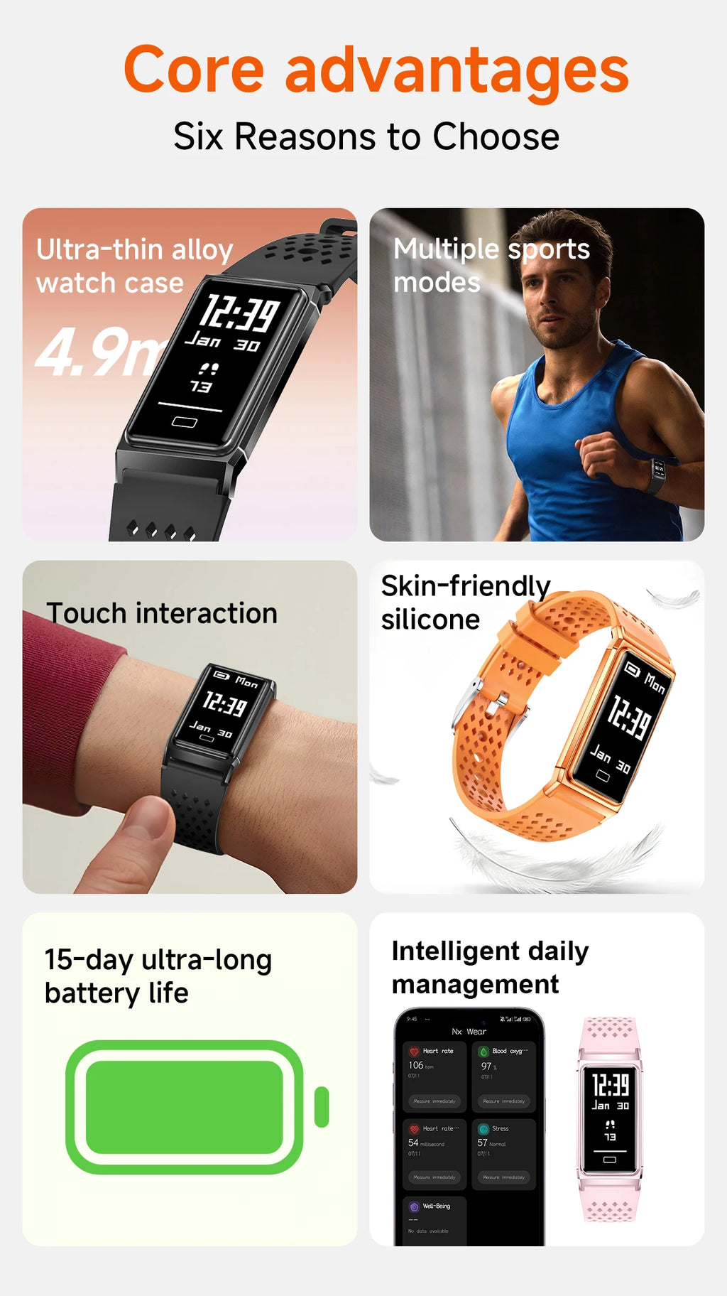 LIGE 4.9MM Ultra-Thin Fashion Men Women Smart Bracelet Sports Fitness Tracker Heart Rate Health Monitor Waterproof SmartWatch