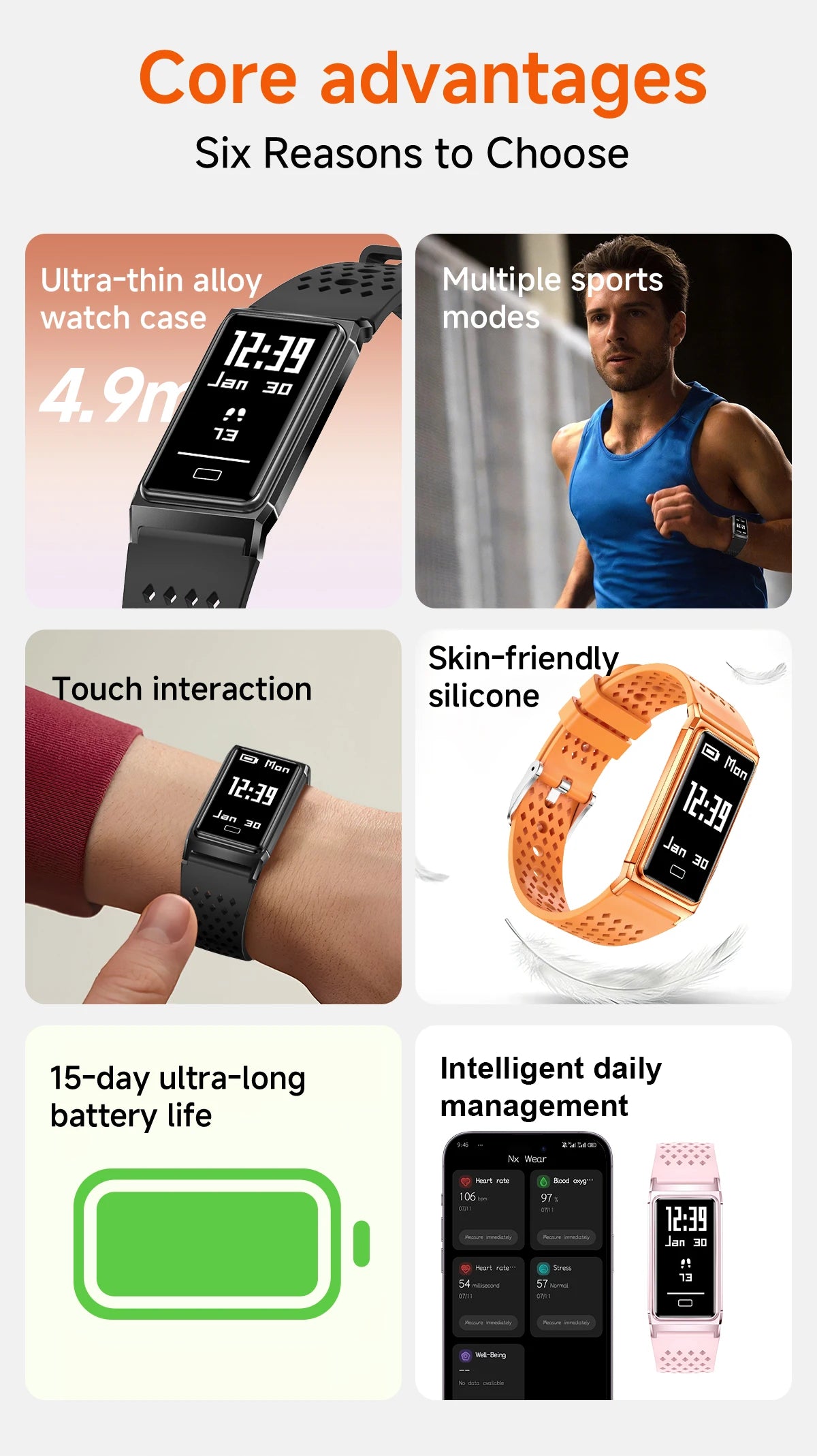 LIGE 4.9MM Ultra-Thin Fashion Men Women Smart Bracelet Sports Fitness Tracker Heart Rate Health Monitor Waterproof SmartWatch